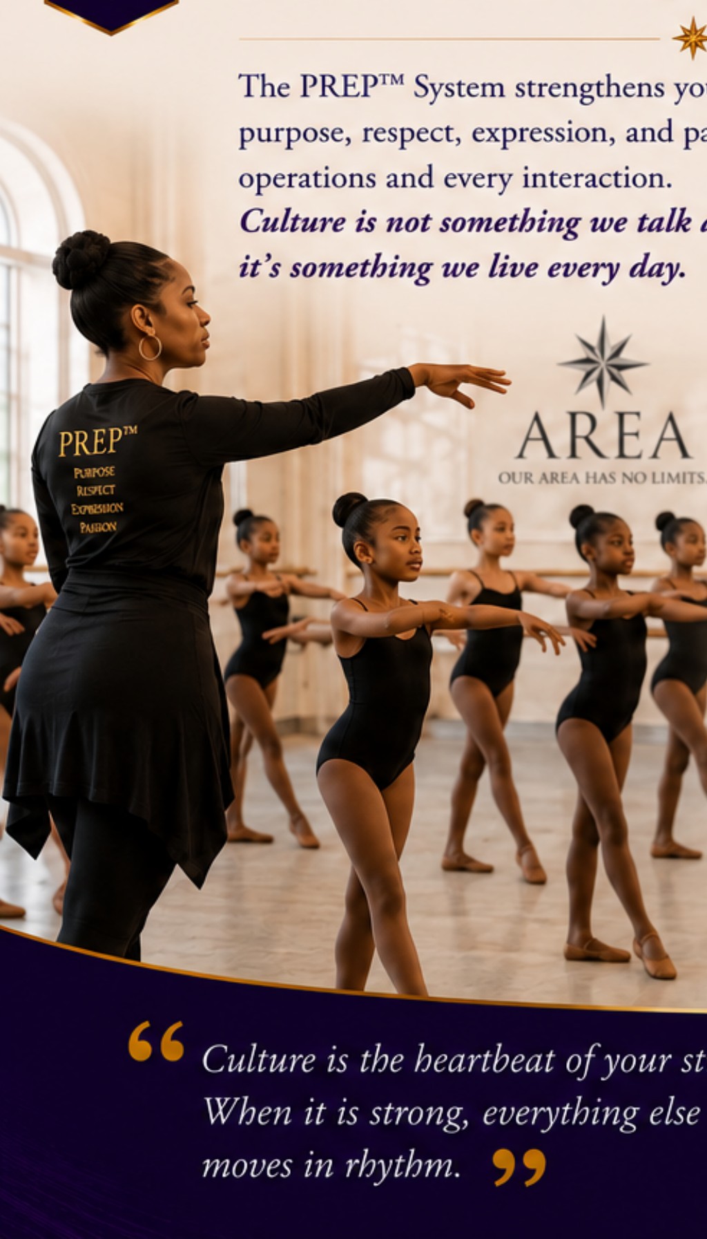 Teaching artist leading a ballet technique class